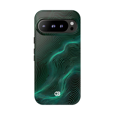 Teal Tough Phone Case for Google Pixel - Neon Jade Contour