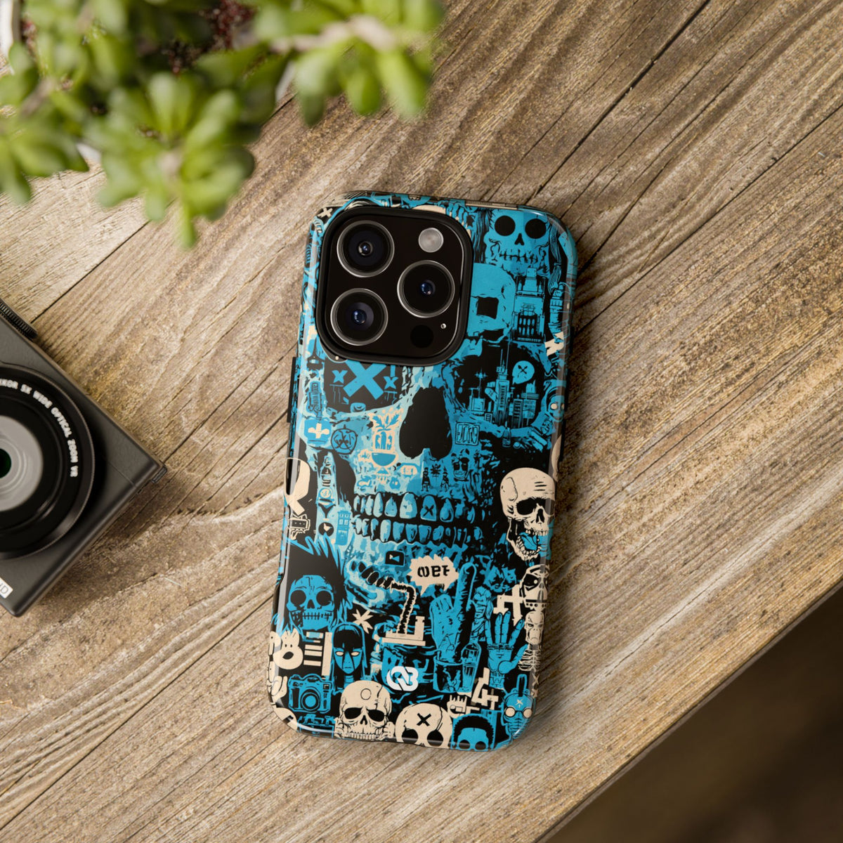 Electric Skull Graffiti · Tough Phone Case for iPhone · Blue