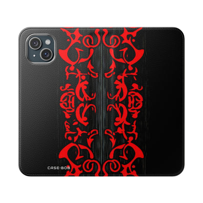 Crimson Swirl - iPhone 15 Plus Case - Wallet