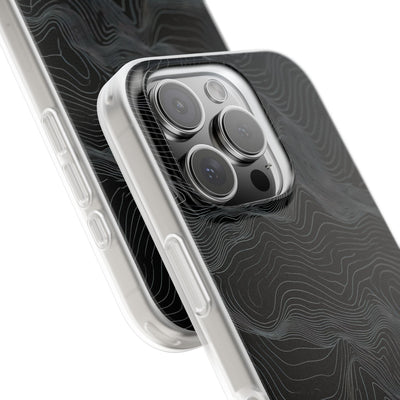 Black Lite Phone Case for iPhone - Obsidian Topo Wireframe