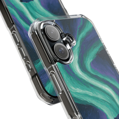Arctic Aurora Bear · Clear Impact Magnetic Phone Case for iPhone · Teal