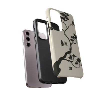 Beige Tough Phone Case for Samsung - Obsidian Bonsai Silhouette
