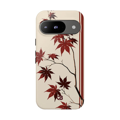 Red Tough Phone Case for Google Pixel - Crimson Momiji Stripe