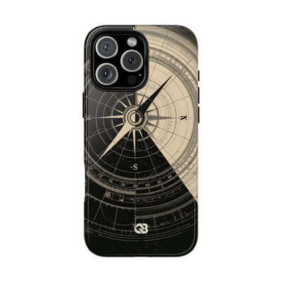Beige Tough Phone Case for iPhone - Obsidian Nautical Blueprint
