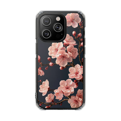 Midnight Sakura Bloom · Clear Impact Magnetic Phone Case for iPhone · Pink