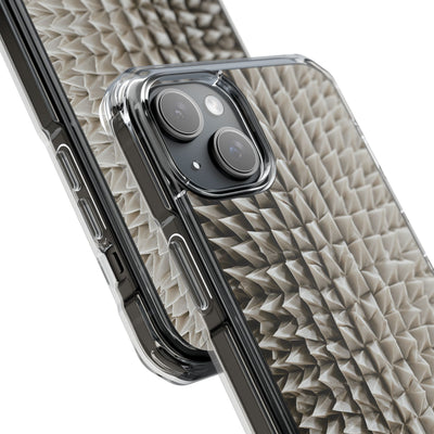Beige Impact MagSafe Phone Case for iPhone - Bone Spiked Grid