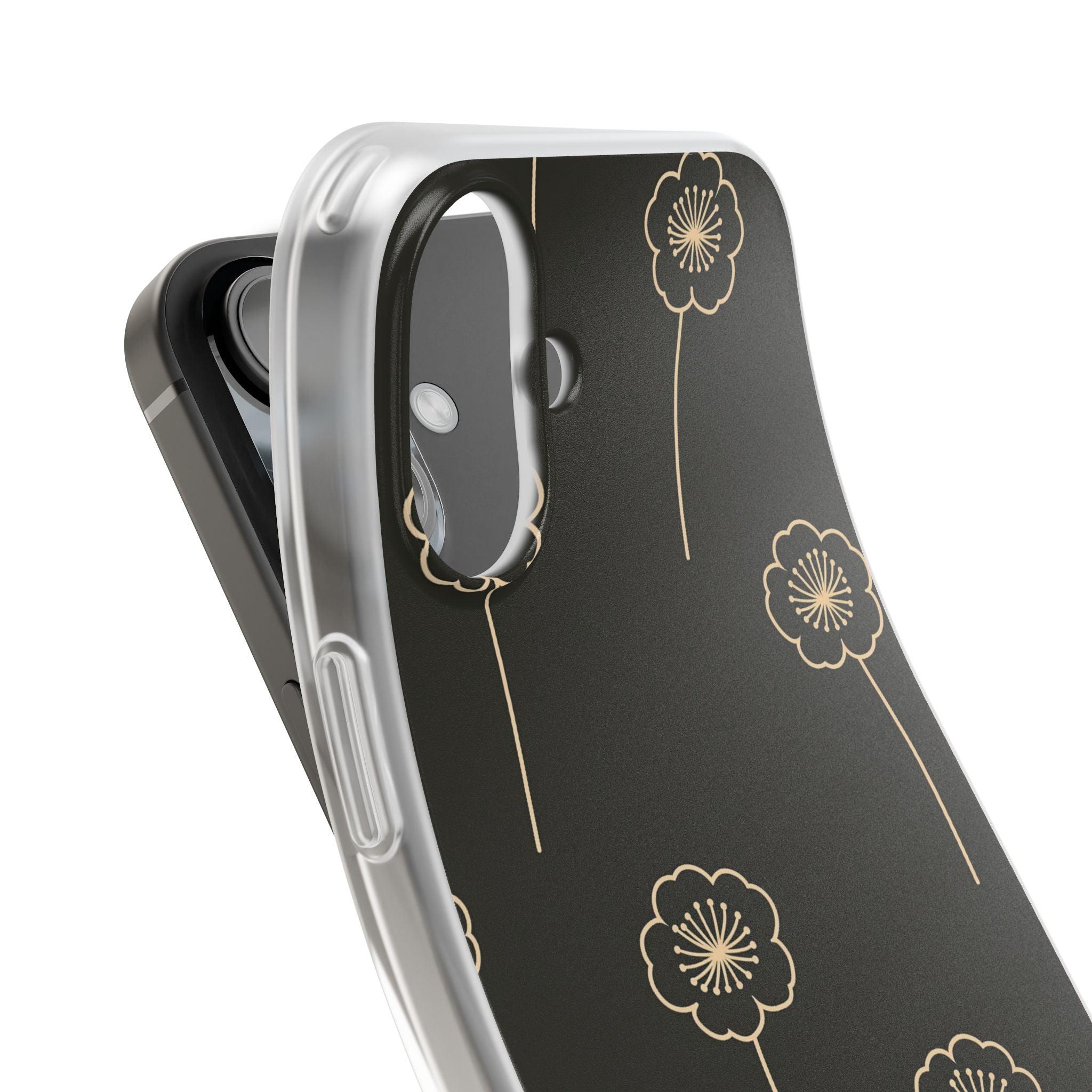 Black Lite Phone Case for iPhone - Obsidian Sand Petals