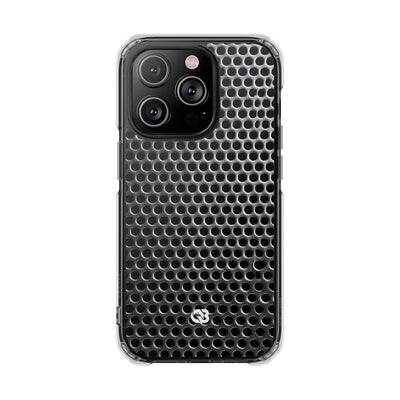 Brushed Perforated Steel · Clear Impact Magnetic Phone Case for iPhone ·  Silver