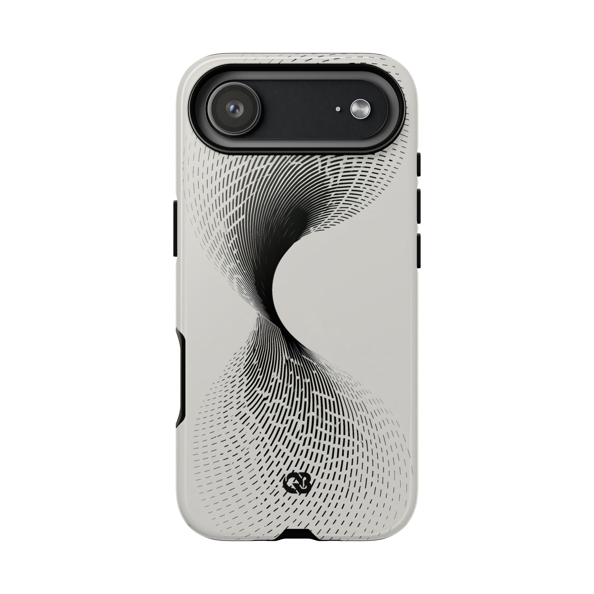 White Tough Phone Case for iPhone - Linear Torsion Grid