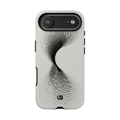 White Tough Phone Case for iPhone - Linear Torsion Grid