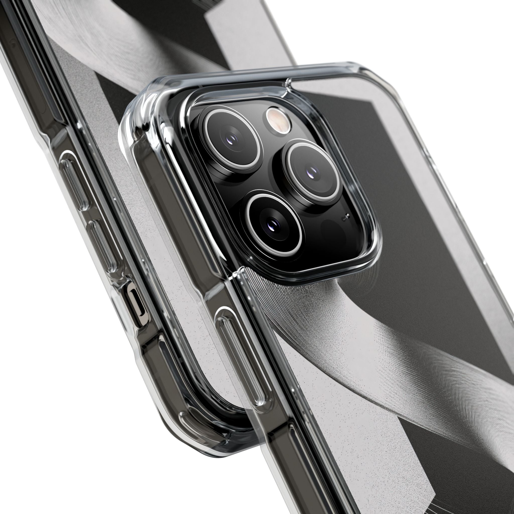 Grey Impact MagSafe Phone Case for iPhone - Obsidian Moiré Wave