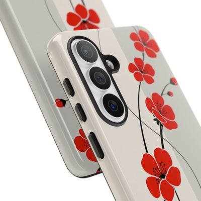 Red Tough Phone Case for Samsung - Crimson Plum Ink