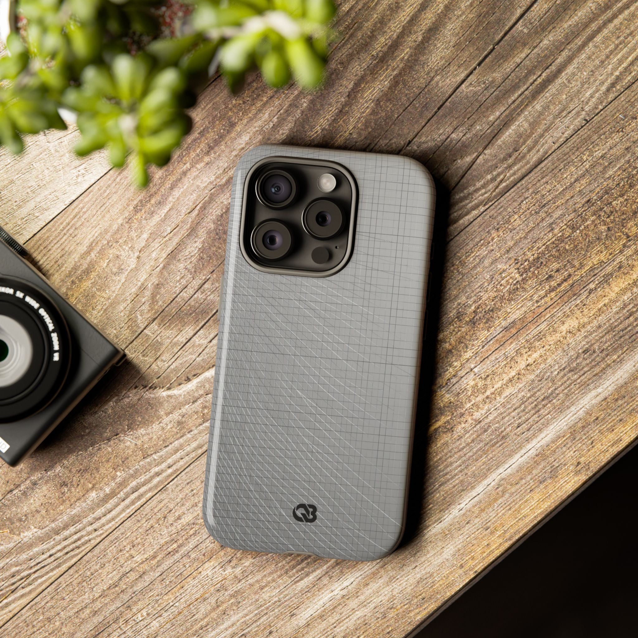 Grey Tough Phone Case for iPhone - Chrome Mesh Warp