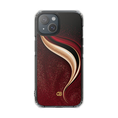 Gilded Crimson Flow · Clear Impact Magnetic Phone Case for iPhone · Red