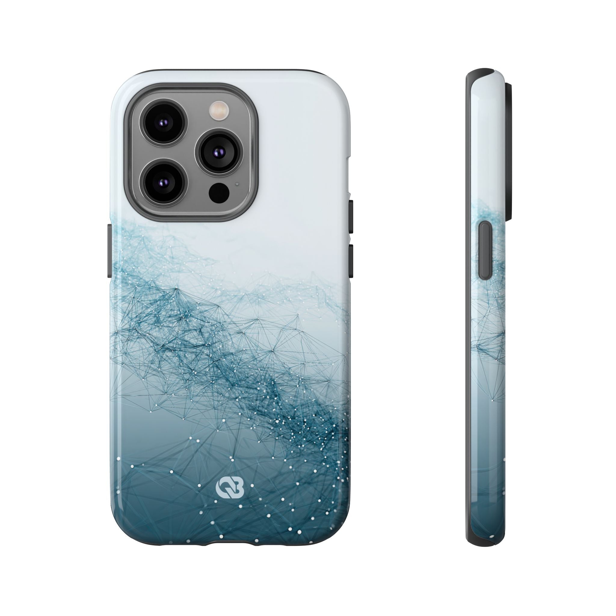 Teal Tough Phone Case for iPhone - Cyan Vector Lattice
