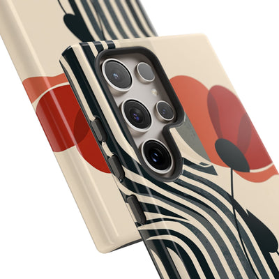 Beige Tough Phone Case for Samsung - Crimson Line Bloom