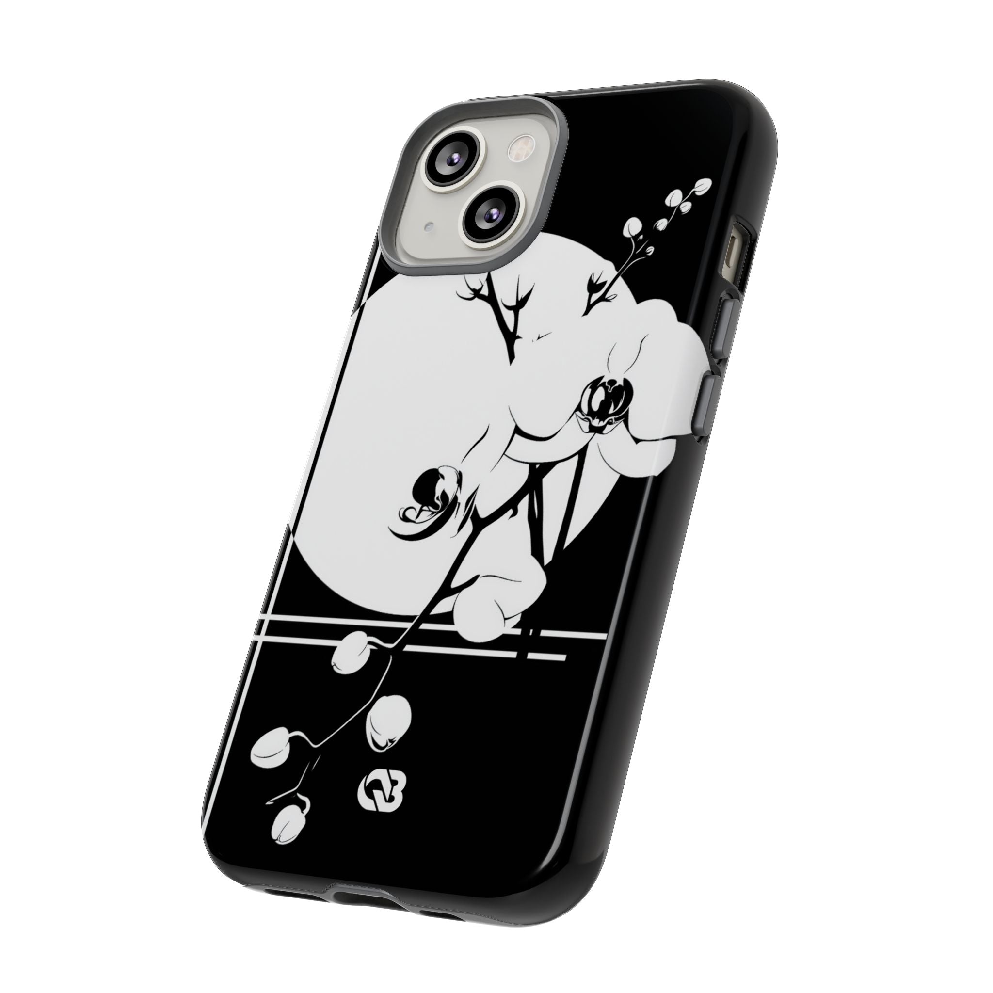 Black Tough Phone Case for iPhone - Lunar Orchid Grid