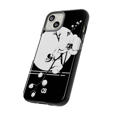 Black Tough Phone Case for iPhone - Lunar Orchid Grid