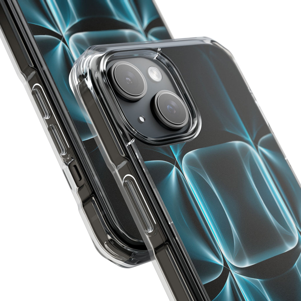 Translucent Cyber Grid · Clear Impact Magnetic Phone Case for iPhone ·  Teal