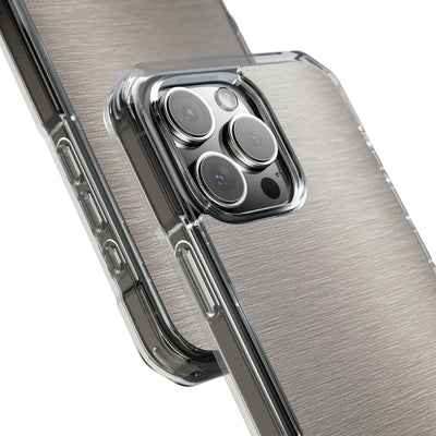 Grey Impact MagSafe Phone Case for iPhone - Brushed Nickel Linen