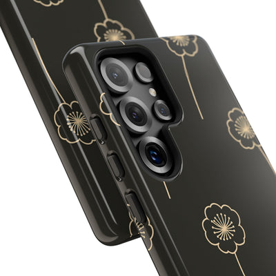 Black Tough Phone Case for Samsung - Obsidian Sand Petals