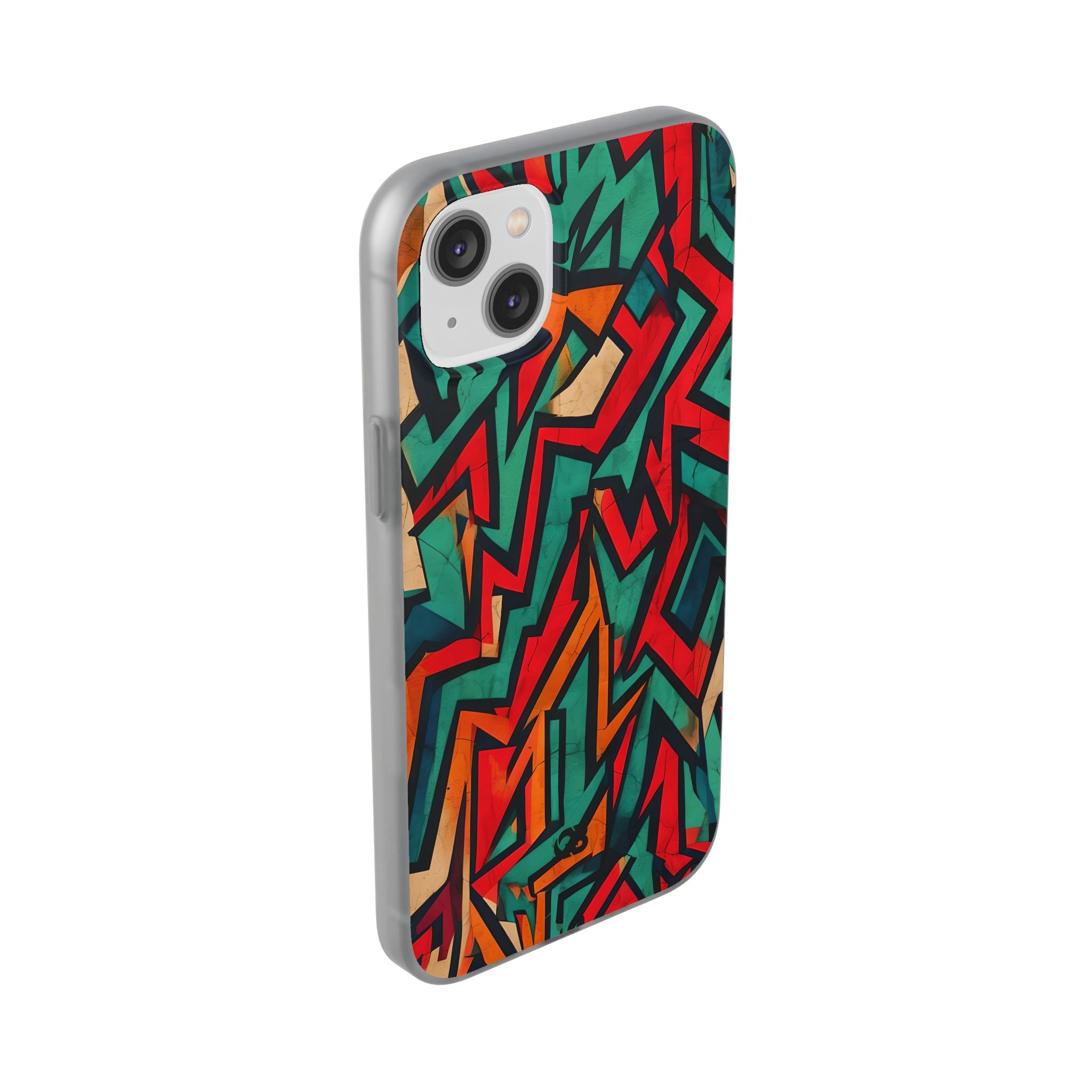 Jagged Teal Static · Soft Phone Case for iPhone