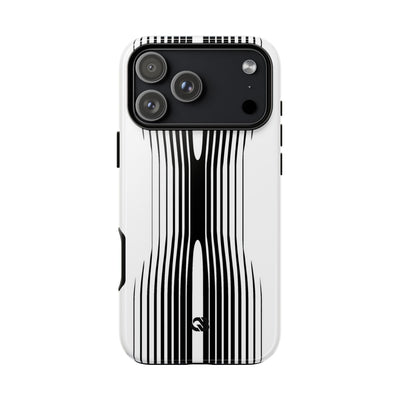 White Tough Phone Case for iPhone - Kinetic Mono Distortion