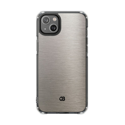 Grey Impact MagSafe Phone Case for iPhone - Brushed Nickel Linen