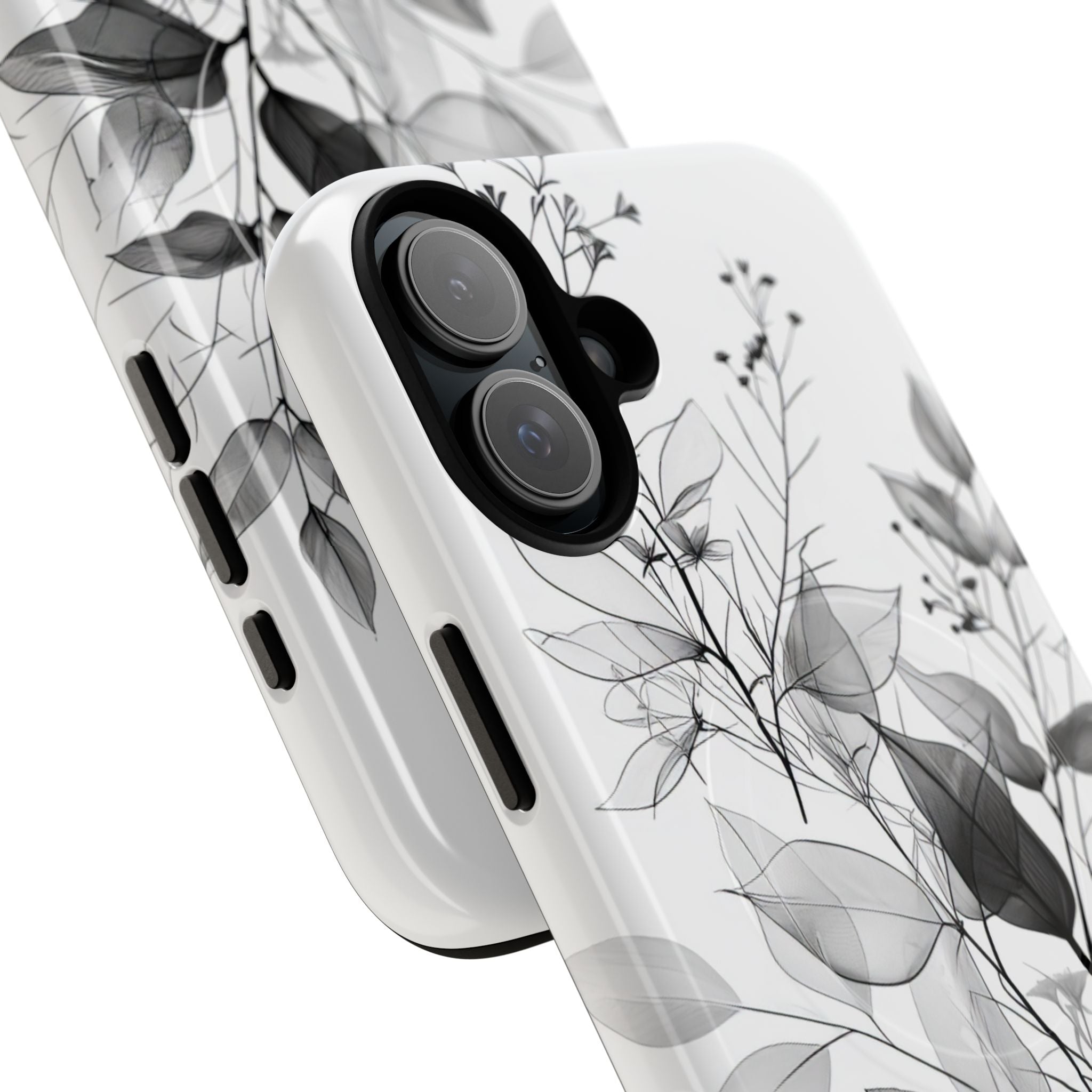 Årevede blade grå iPhone 16 Plus cover - Tough+