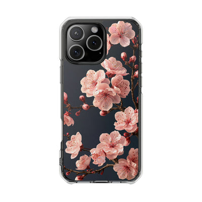 Midnight Sakura Bloom · Clear Impact Magnetic Phone Case for iPhone · Pink