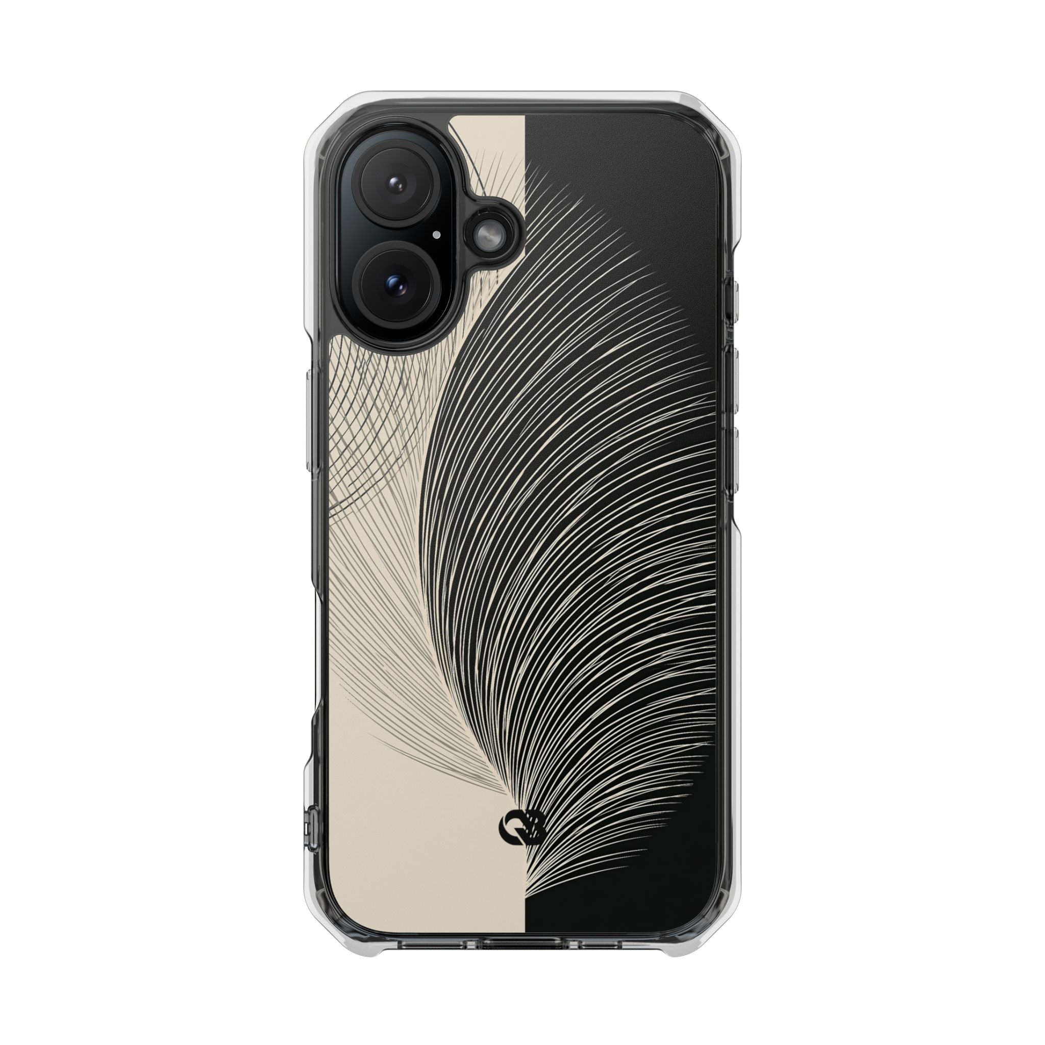 Beige Impact MagSafe Phone Case for iPhone - Obsidian Cream Plume
