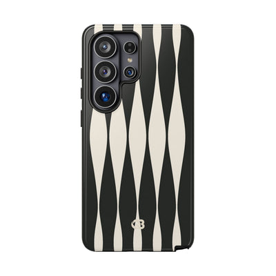 Black Tough Phone Case for Samsung - Ivory Spindle Grid