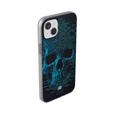 Cyan Glitch Skull · Soft Phone Case for iPhone