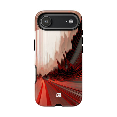 Red Tough Phone Case for iPhone - Crimson Pulse Horizon