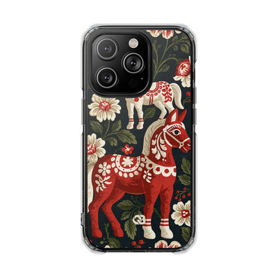 Nordic Dala Meadow · Clear Impact Magnetic Phone Case for iPhone · Red