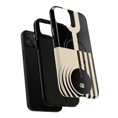 Black Tough 2.0 Magsafe Phone Case for iPhone - Ivory Signal Grid