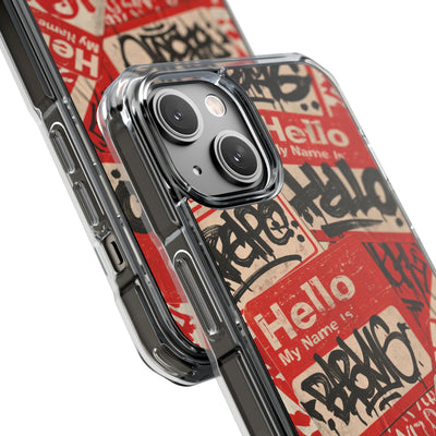 Slap Tag Collage · Clear Impact Magnetic Phone Case for iPhone · Red