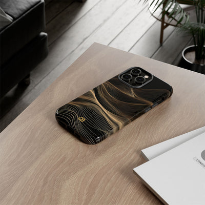 Black Tough Phone Case for iPhone - Copper Topo Ridge