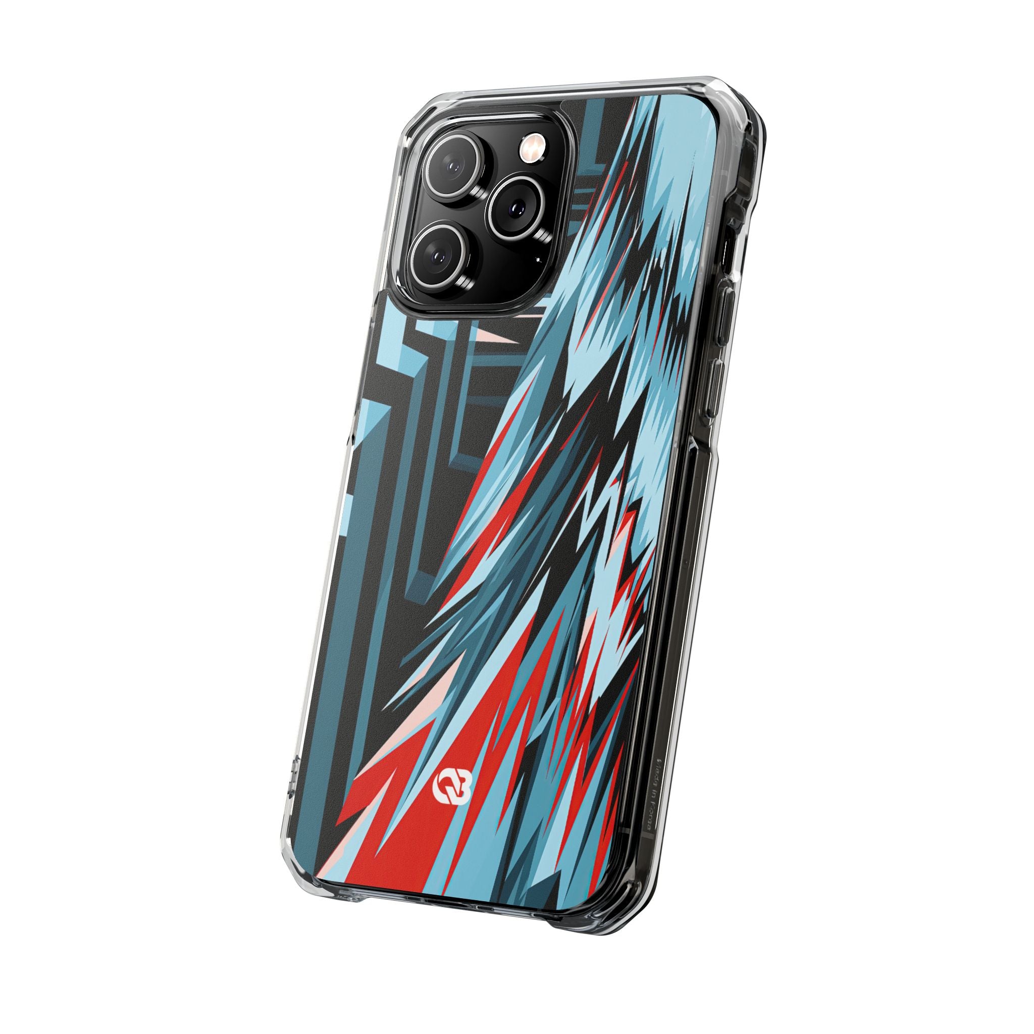 Blue Impact MagSafe Phone Case for iPhone - Glitch Peak Cyan