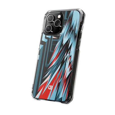 Blue Impact MagSafe Phone Case for iPhone - Glitch Peak Cyan