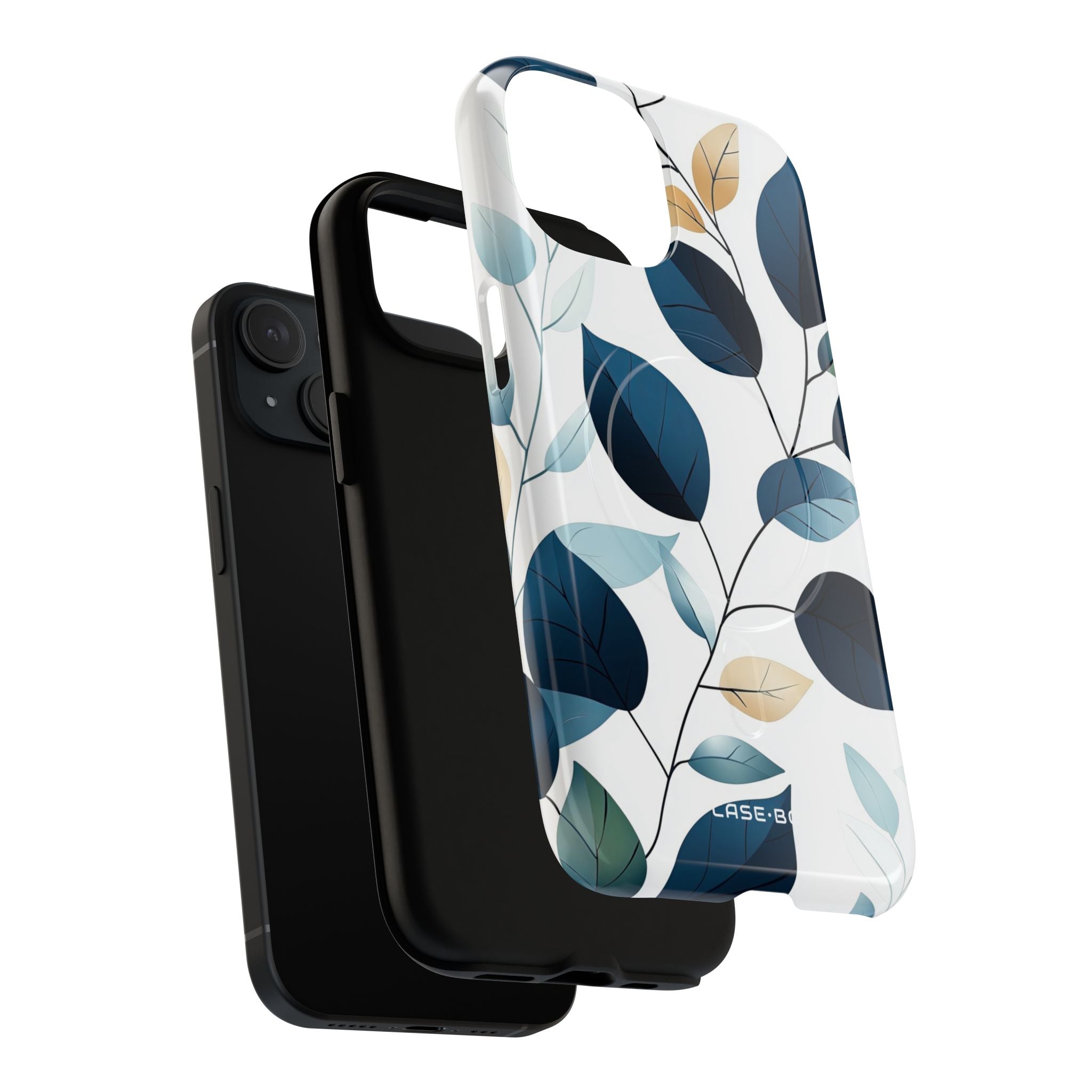 Navy Blattadern iPhone 15 Case - Tough+