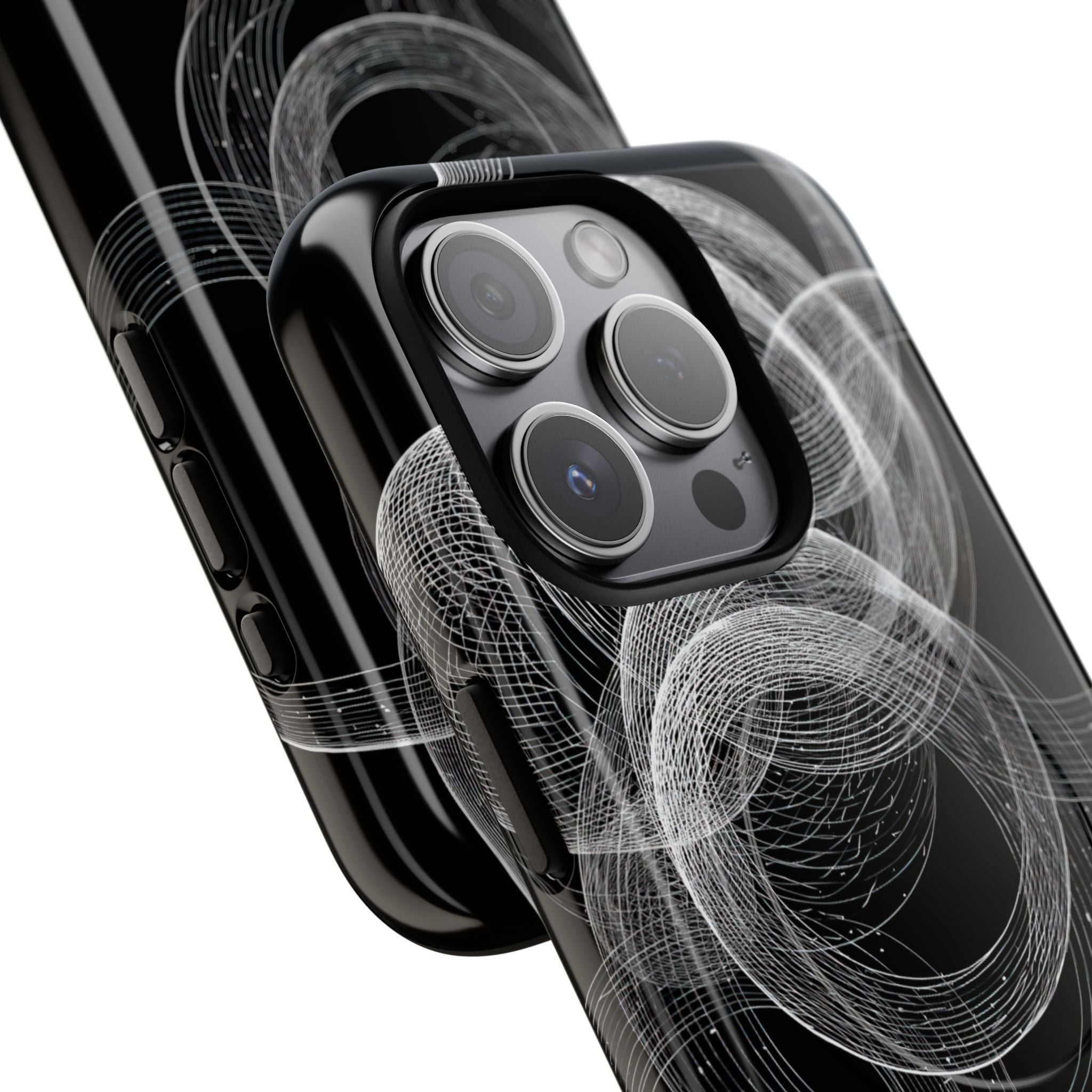 Black Tough 2.0 Magsafe Phone Case for iPhone - Kinetic Wireframe Orbit