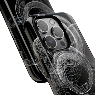 Black Tough 2.0 Magsafe Phone Case for iPhone - Kinetic Wireframe Orbit