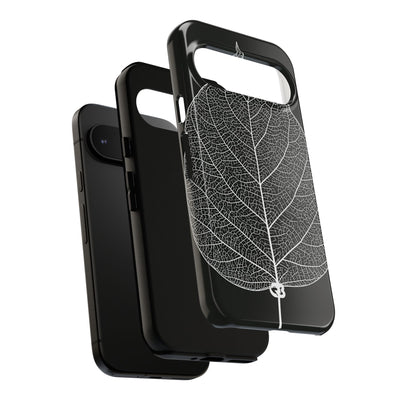 Black Tough Phone Case for Google Pixel - Bleached Leaf Lattice