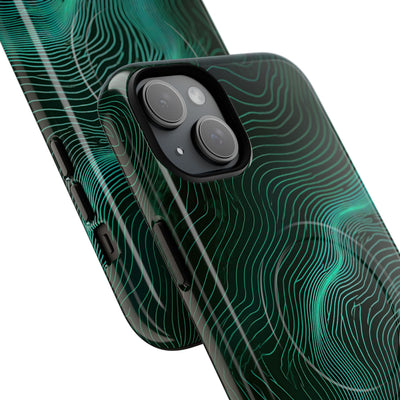 Teal Tough 2.0 Magsafe Phone Case for iPhone - Neon Jade Contour