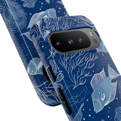 Navy Scale Reef Google Pixel 9 Pro Case - Tough