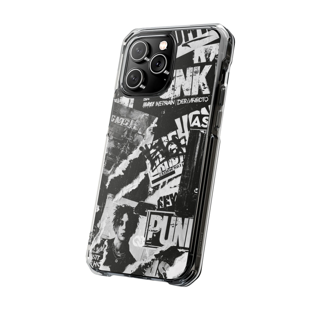 Underground Punk Collage · Clear Impact Magnetic Phone Case for iPhone · Black