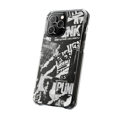 Underground Punk Collage · Clear Impact Magnetic Phone Case for iPhone · Black