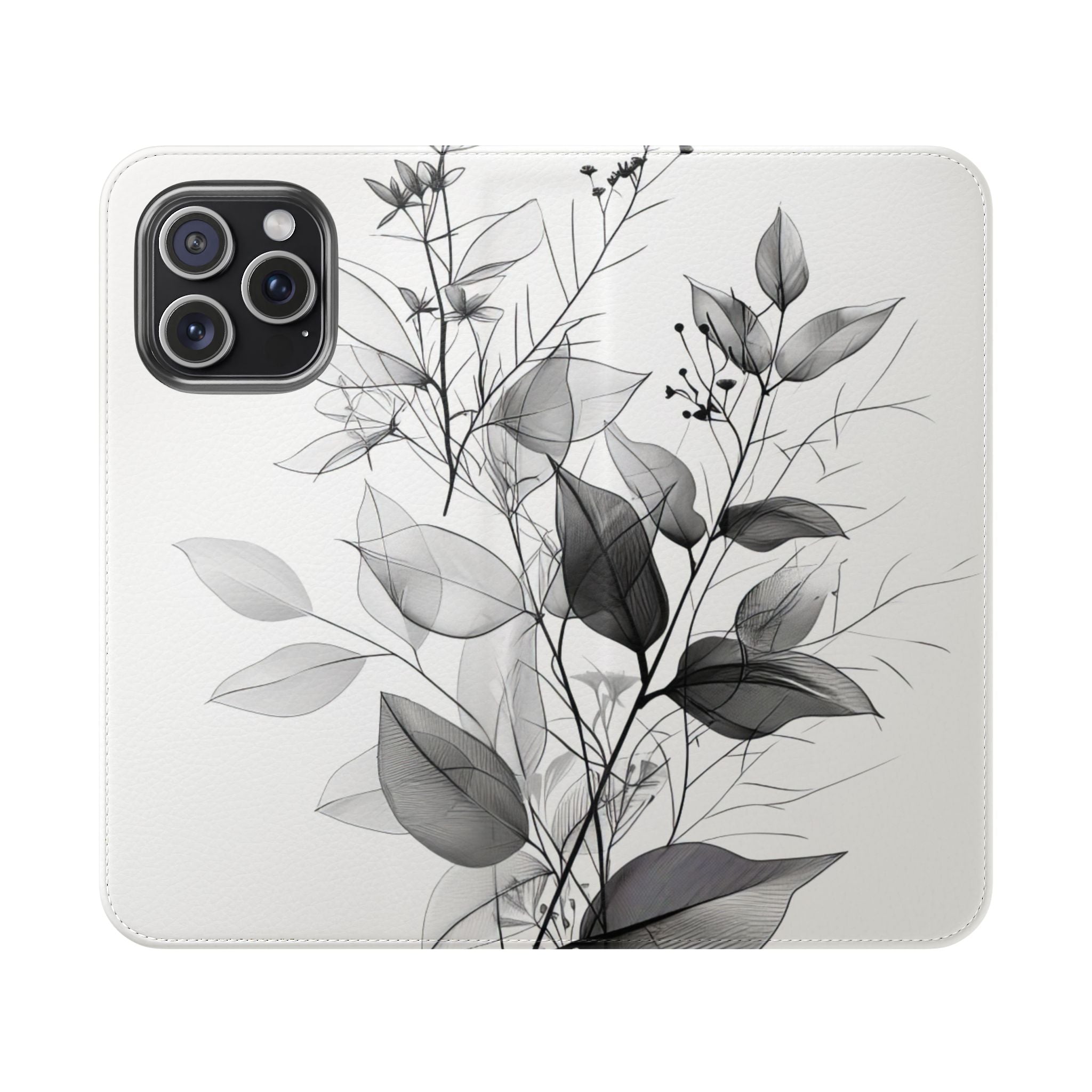 Silver Leaves - iPhone 15 Pro Max Case - Wallet