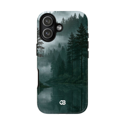 Misty Pine Reflections · Tough Phone Case for iPhone · Green